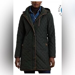 Lauren Ralph Lauren Women’s Jacket XL Litchfield Green Quilted Removable Hood